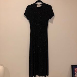 Marian & Mara Short Sleeve Glitery Long Dress